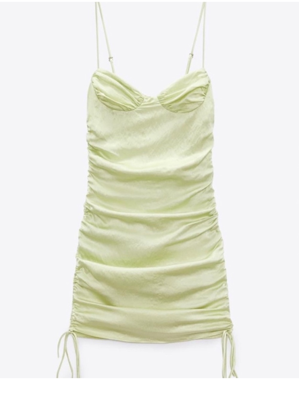 Zara Lime Satin Mini Dress